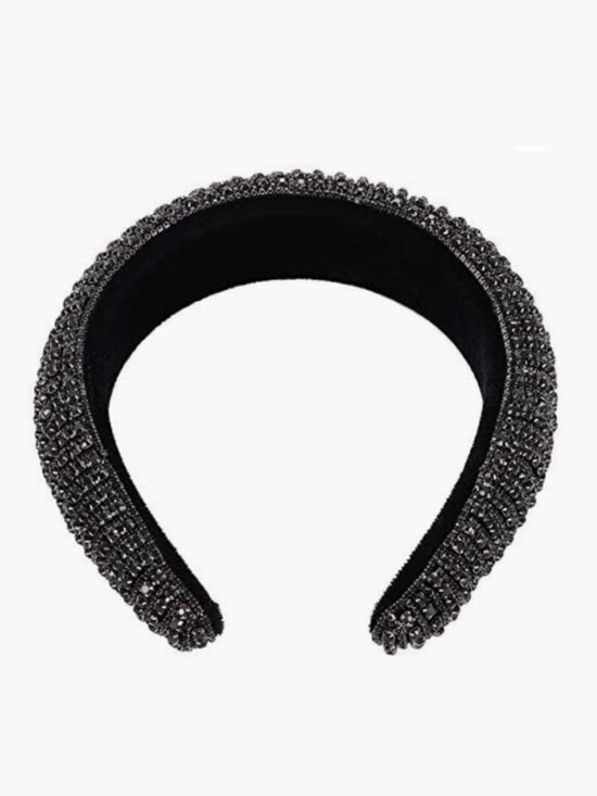 Black Metallic Rhinestones Headband main image 5